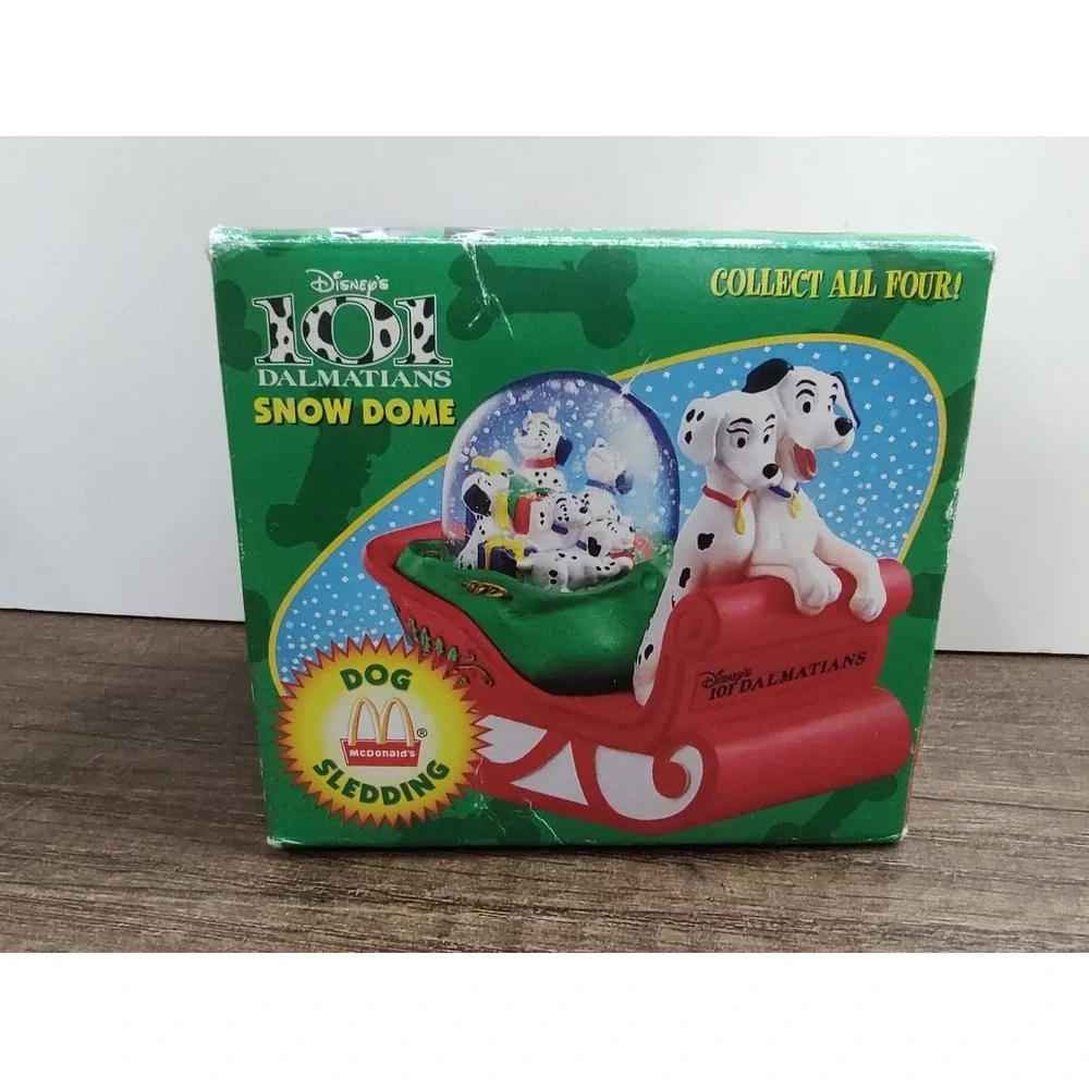 101 Dalmations Snow Dome Vintage McDonald's Toy Disney Dog Sledding 1996 Sealed